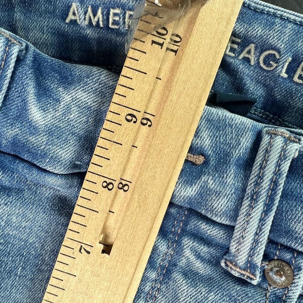 American Eagle Jean Women 26x30* Super High Rise Flare Blue Stretch Denim Tag 2R - Picture 15 of 16